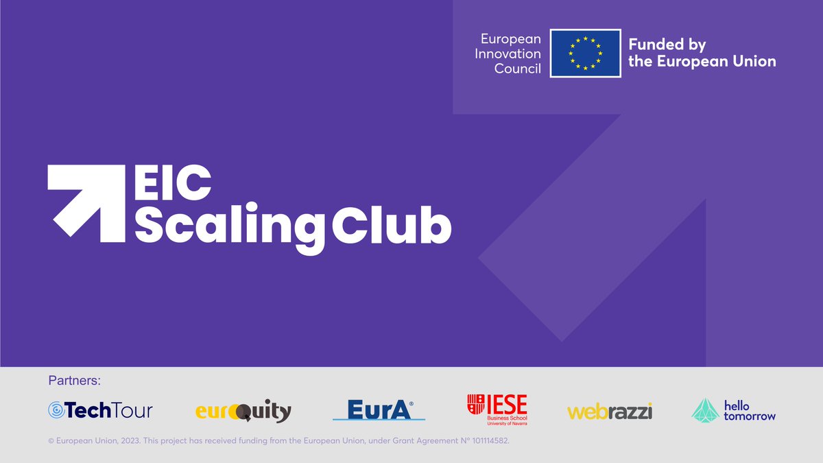 Congrats to all the companies starting their journey with the #EUeic Scaling Club! 🚀 This programme is designed to nurture the next generation of #deeptech unicorns. 🦄 Learn more here 👉 europa.eu/!4qmP79