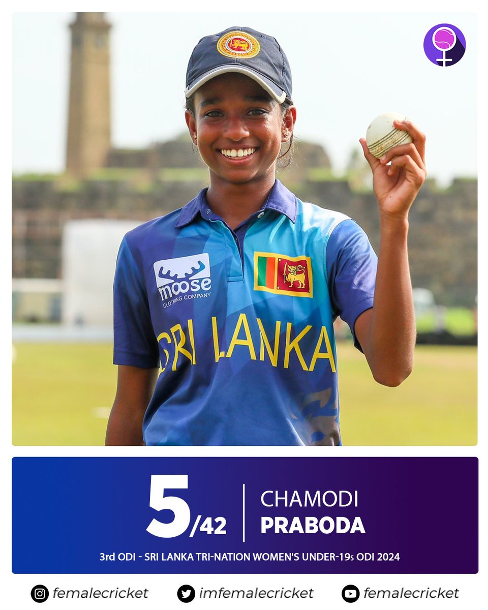 #ICYMI Sri Lanka's 14-year-old Chamodi Praboda picked 5 Wickets against England U19 🫡 A star in the making 💙 #CricketTwitter