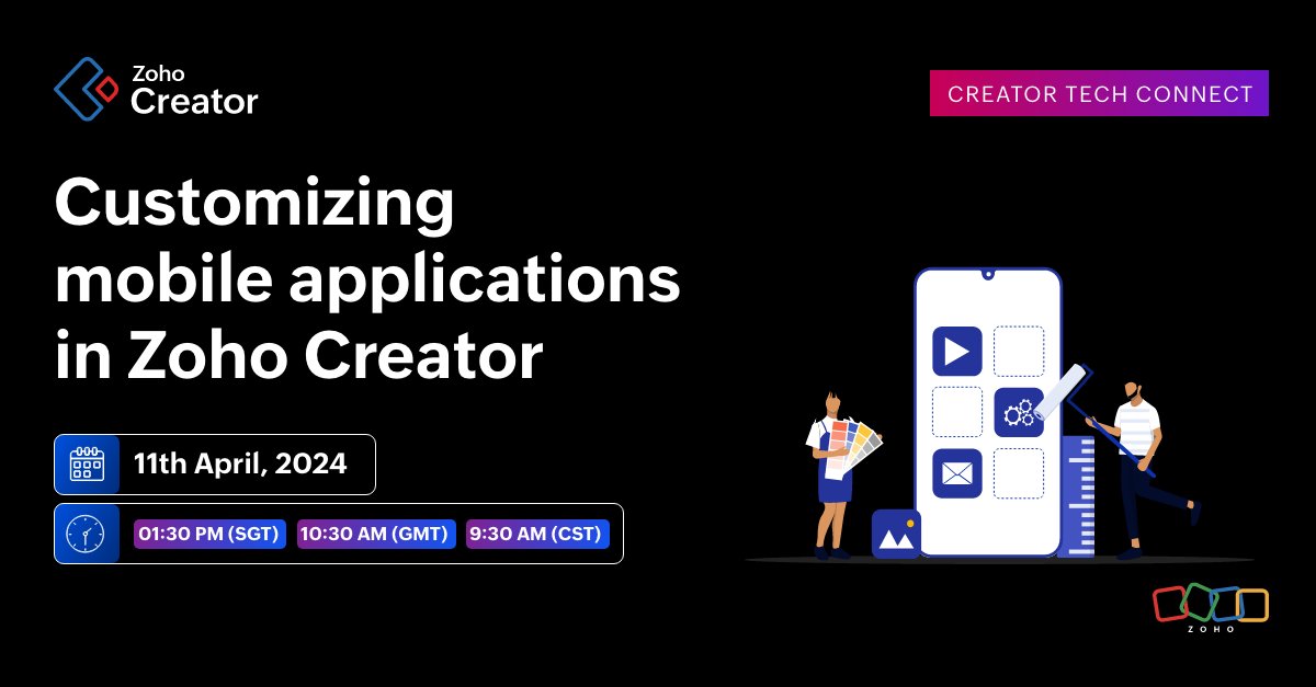 Want to extend your Zoho Creator app to mobile? Join our webinar to learn how to customize the mobile experience for your users. Register below: S1: zurl.co/xayv S2: zurl.co/VhyJ S3: zurl.co/XIPN   #Webinar #LowCode