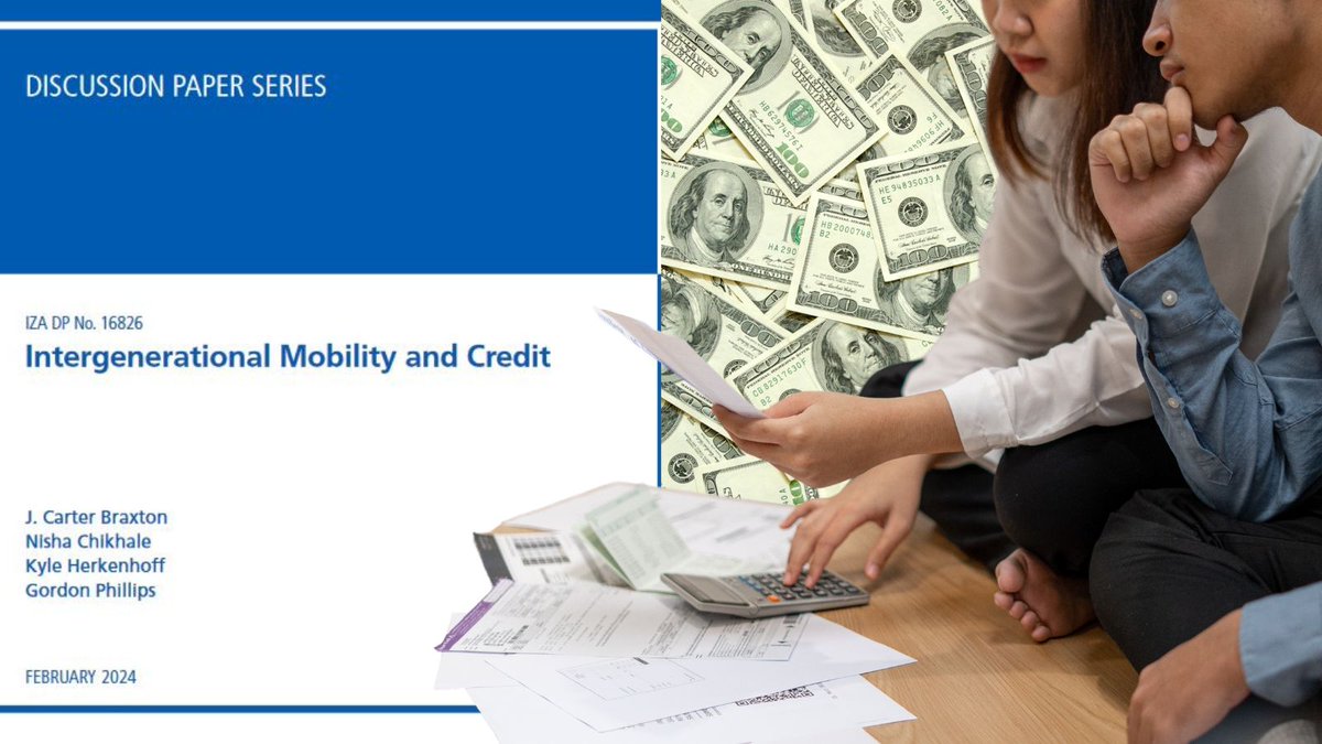 Enjoyed yesterday's Opinion Piece and want to learn more? Read @iza_bonn DP No. 16826: 'Intergenerational Mobility and Credit' by John Carter Braxton and @nisha_chikhale @UWMadison, @KyleHerkenhoff @UMNews and Gordon Phillips @TuckSchool full paper_ docs.iza.org/dp16826.pdf .