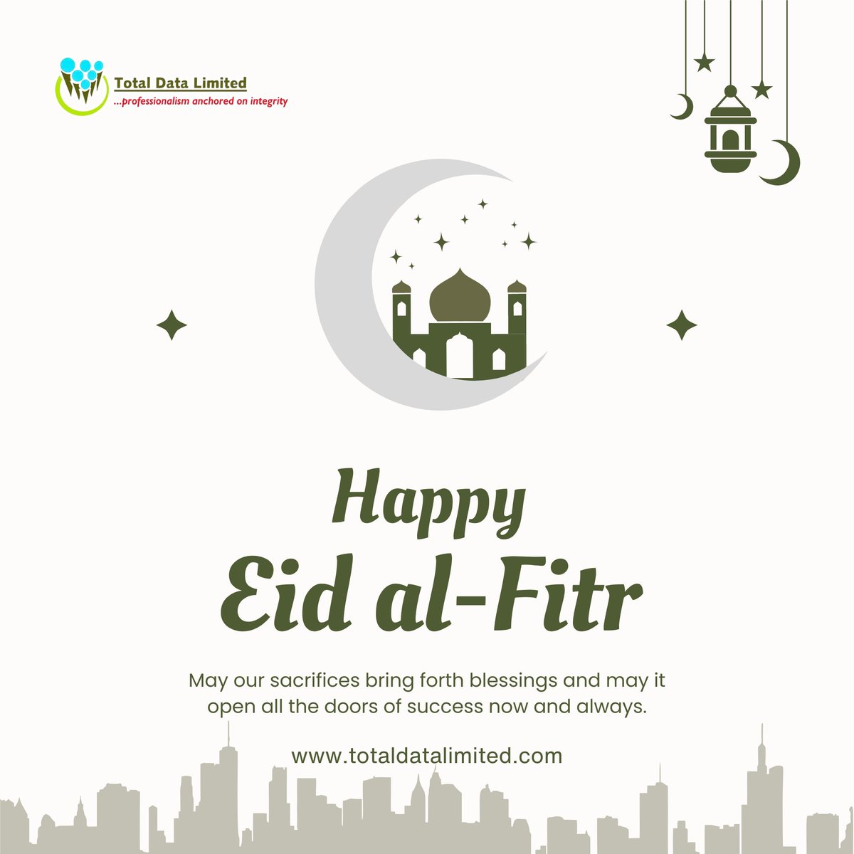 Happy Eid Al-Fitr ✨🌛

May this Eid bring immense joy, happiness, peace and prosperity to you and your family.

#happyeidalfitr #EidAlFitr #EidAlFitr2024 
#totaldatalimited #tdl360 #ourtdl 
#Outsourcing #HRServices 
#eidmubarak