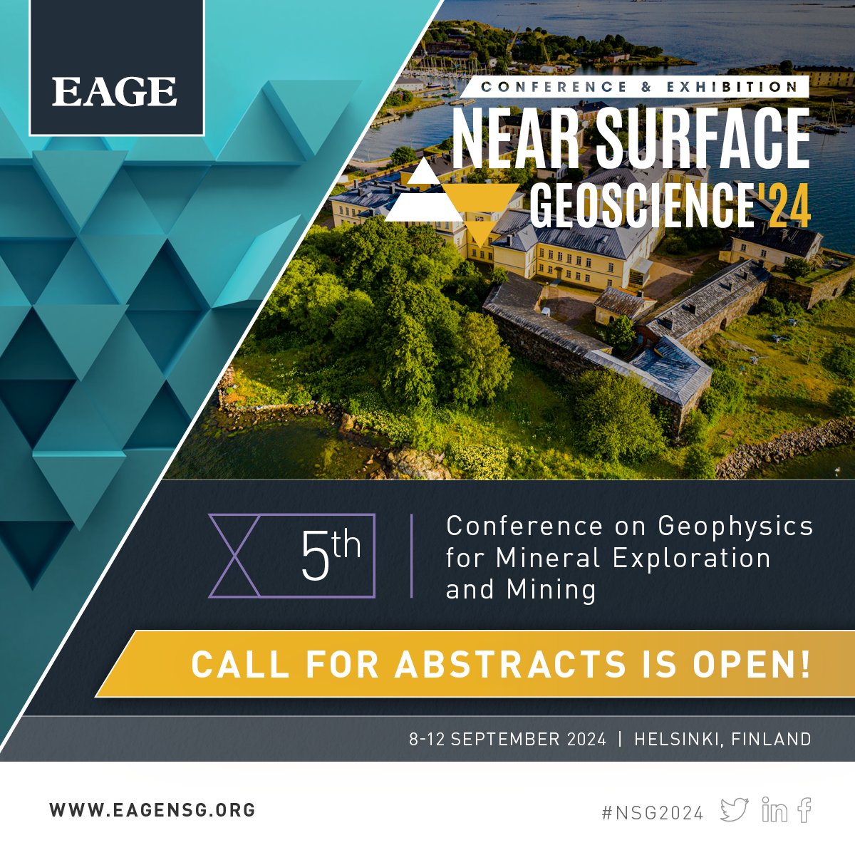 Deadline Alert: April 25! Submit your abstract for the 5th Conference on Geophysics for Mineral Exploration & Mining at #NSG2024 in Helsinki, Sept 8-12. Don't miss out on leading sustainable mining innovation. Submit now ➡ ow.ly/J62050QBENp #Geophysics #Mining #Helsinki