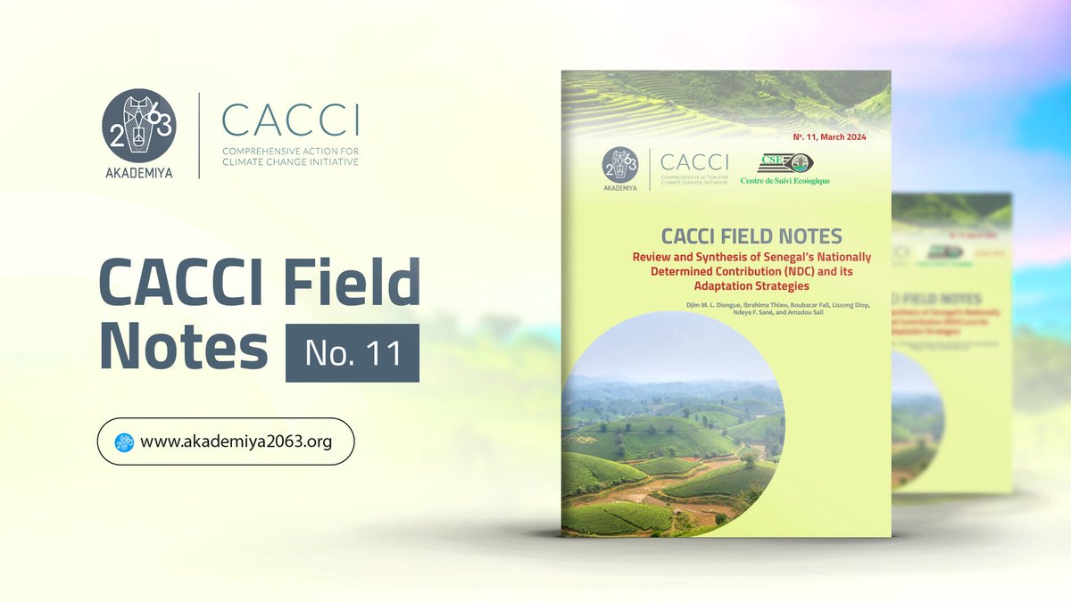 In Senegal, adaptation actions focus on agriculture, livestock, fisheries, biodiversity, health, water resources & disaster risk management... CACCI Field Note #11 examines the country's NDCs alongside broader climate change adaptation measures. More: shorturl.at/bdBCX