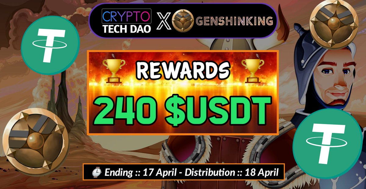 🥳 GenshinKing Big #Airdrop 🏆 Reward »» 240 $USDT ✅Follow @Gkingcoin ✅Like, RT and Tag 3 Friends 🌟 Complete #TaskOn 👇 taskon.xyz/campaign/detai… ⌚ Event Ends 17 April ⌚ Distribution 18 April #Airdrop #Binance $PARAM $BUBBLE $BEYOND $MOJO @SenderLabs $XTER $TRIP