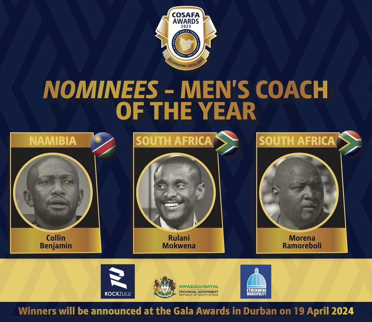 The nominees for the category of the Men’s Coach of the Year at the inaugural 2023 #COSAFAAwards have been unveiled. The winner will be announced at a gala awards ceremony in Durban on April 19. Read more: tinyurl.com/3pj4cr3f