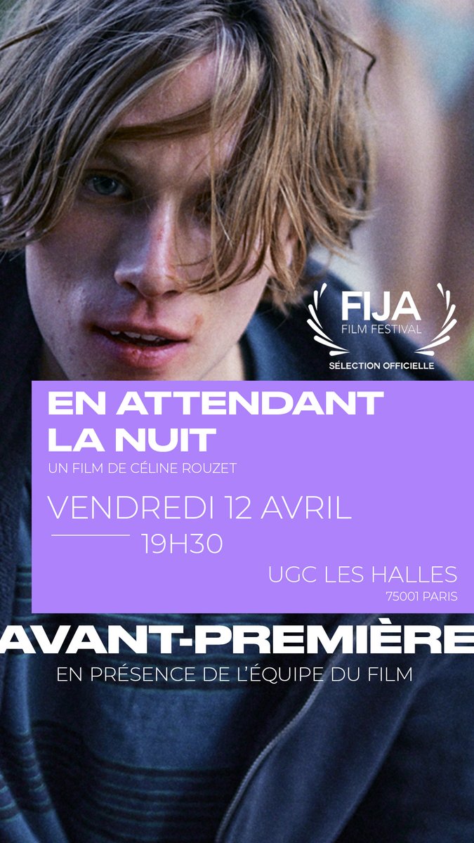 Ne manquez pas l'avant-première de #EnAttendantLaNuit, film en compétition au Festival International des Jeunes Acteur.ices, en présence de l'équipe du film ! Ce vendredi 12 avril à 19h30 à l'UGC Les Halles. Billets🩸: bit.ly/AVP-EALN