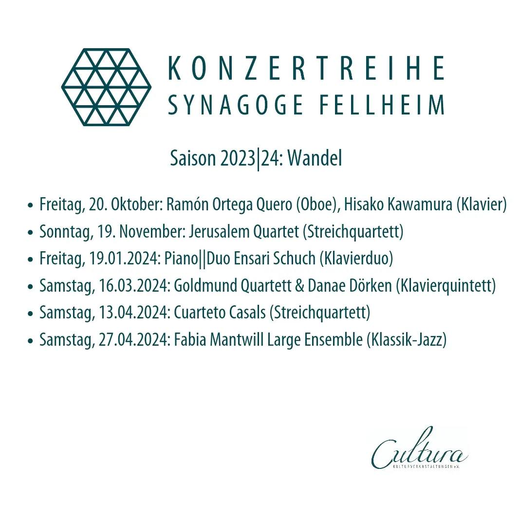 🔜 Am kommenden Samstag werden wir im Rahmen der Konzertreihe Synagoge Fellheim (Deutschland) auftreten. Und am Montag sind wir in Dänemark. cultura-kulturveranstaltungen.de/veranstaltunge… ¡Feliz semana a tod@s!