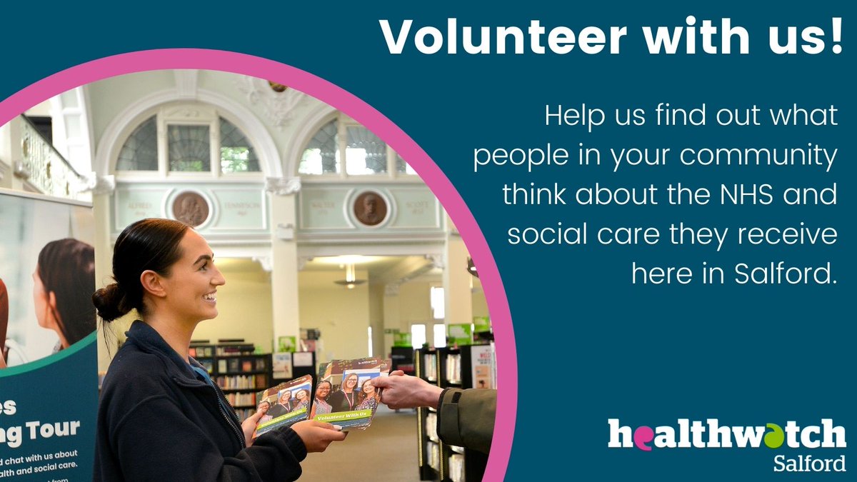 📢Would you like to join our amazing team of Volunteers? ✉️Email volunteer@healthwatchsalford.co.uk for more details.