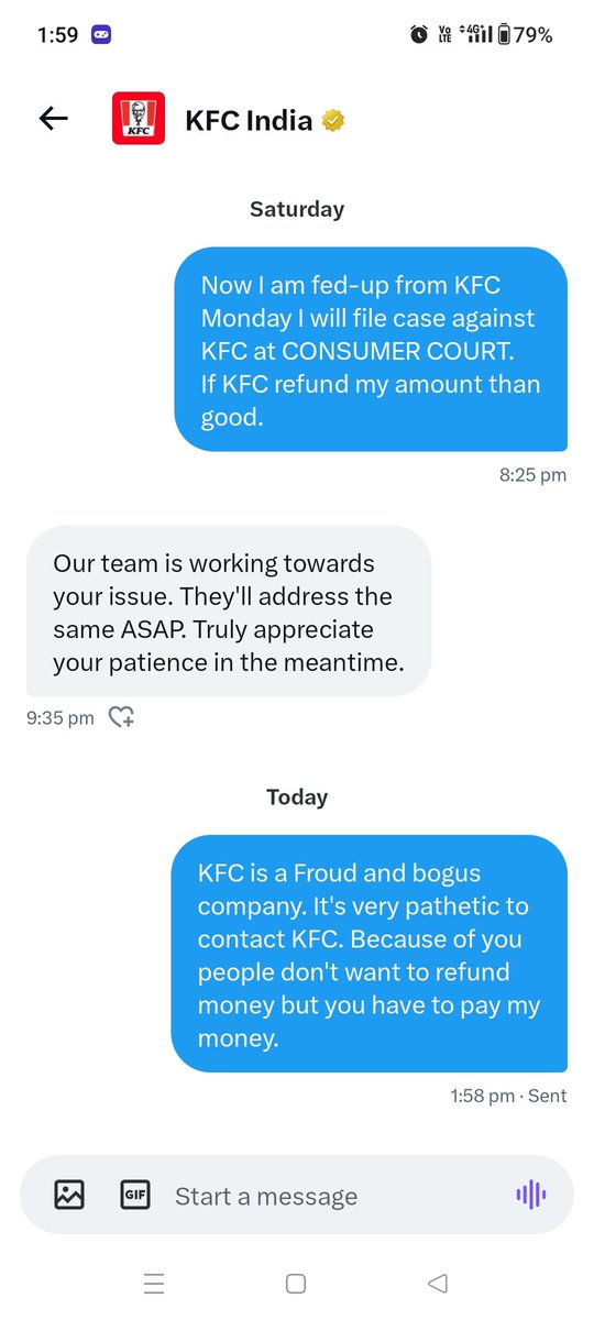 Still KFC not resolving refund issue. KFC is a Froud and bogus company. It's very pathetic to contact KFC. Because of you people don't want to refund money but you have to pay my money. @KFC_India @KFC_ES @kfc @KFCBarstool @KFC_UKI