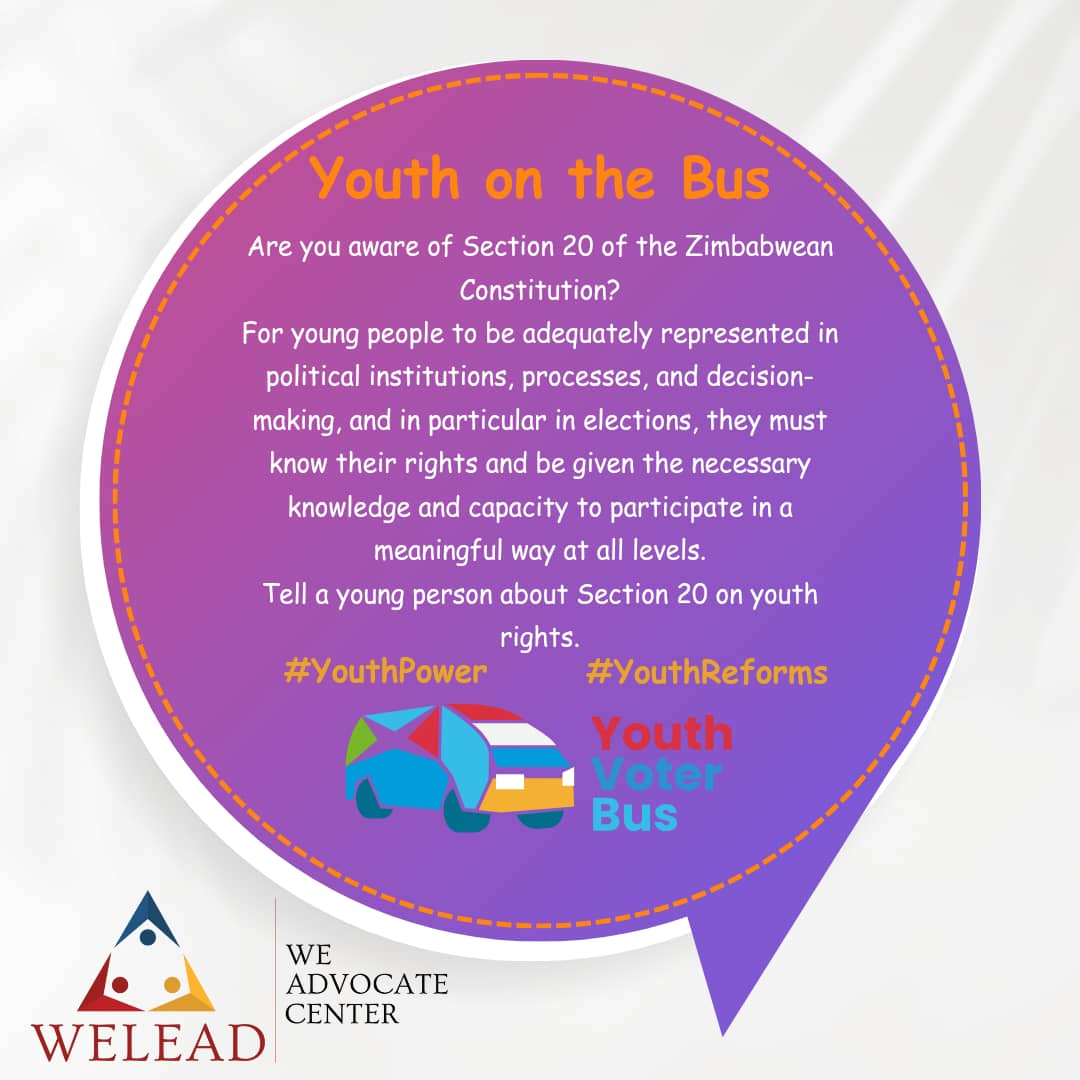Are you aware of Section 20 of the Zimbabwean Constitution? #YouthPower #YouthReforms #GetOnTheBus #WeLeadTrust