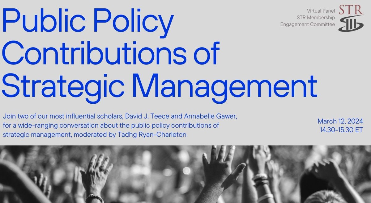 🚀 #NewVideo on our #YouTube channel
👉Listen to an insightful discussion on the #PublicPolicy Contributions of #StrategicManagement featuring two influential scholars in the field, Prof. @davidteece and Prof. @AnnabelleGawer  
@AOM_STR  @AOMConnect 

Link in the comments!