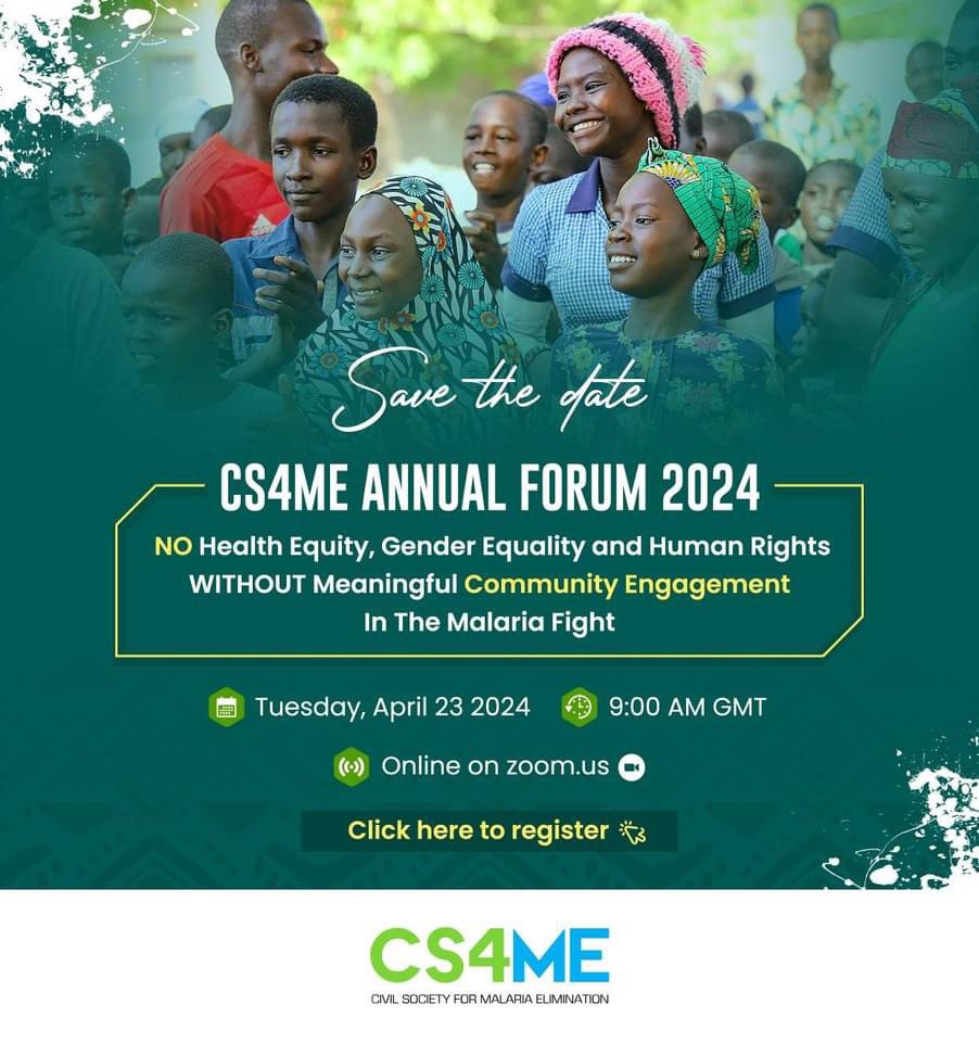 #SaveTheDate 📍 On the occasion of #WorldMalariaDay 2024, @CS4MEglobal is organizing its Global Annual Malaria Forum. 🗓️ Mark your calendars for April 23 as we will bring together experts, policymakers, Civil Society Organisations and other stakeholders involved in the fight…