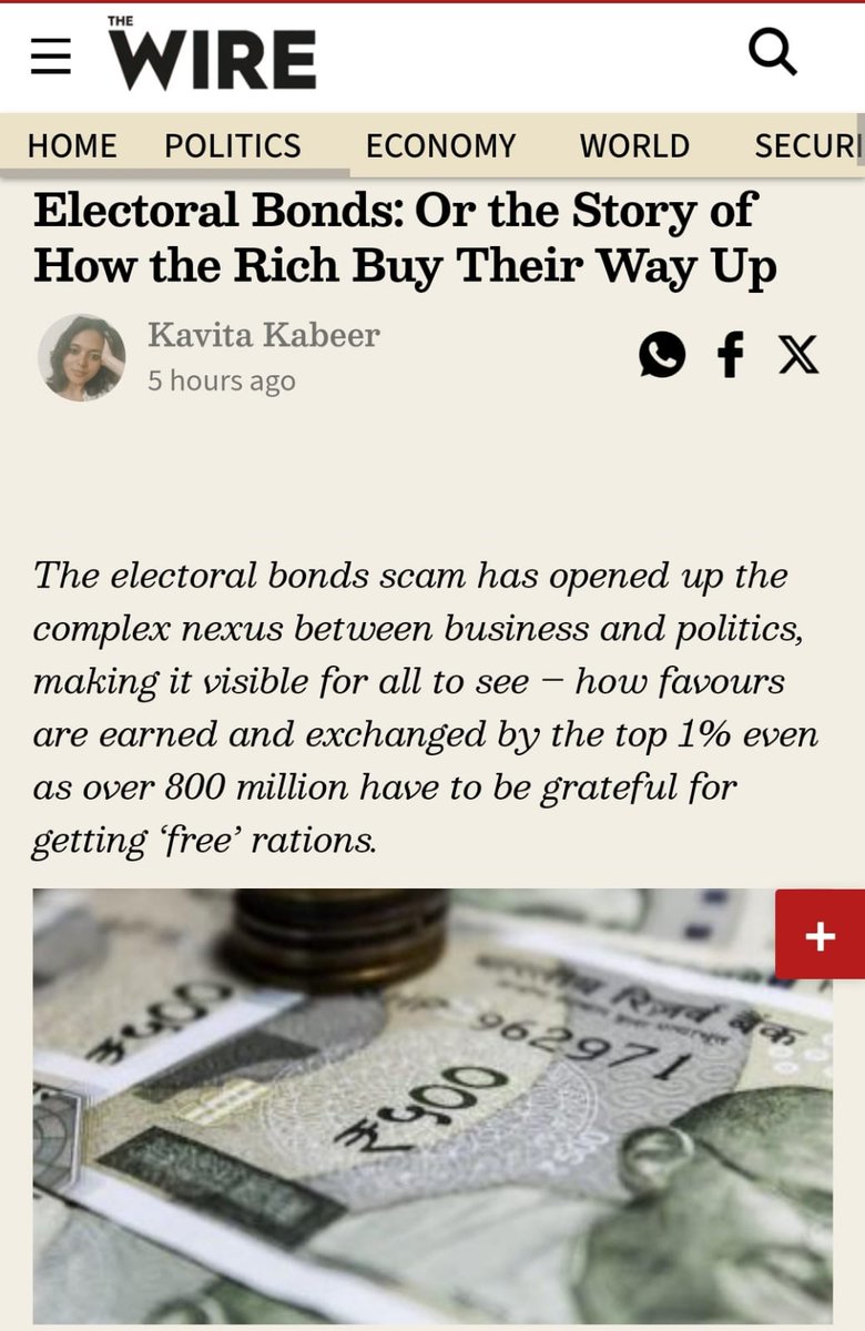 🎩🪄 Electoral Bonds: Or the Story of How the Rich Buy Their Way Up ✒ Writes Kavita Kabeer @Kabiran_ of Centre for Financial Accountability exposing the nexus between corporates and govt and the freebies for the ultra rich. thewire.in/rights/elector…