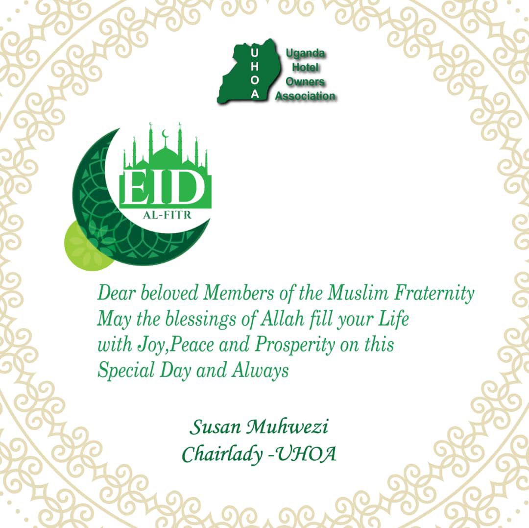 The UHOA Chairlady @susanmuhwezi on behalf of the Board and management of UHOA wish the entire Muslim fraternity a very happy Eid. May the blessings of Allah fill your lives with peace and joy.@byamugishajean #happyeidmubarak