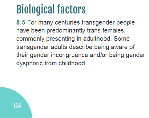 So the Cass Review claims that 'for many centuries transgender people have been predominantly trans females' (Page 114). As a someone studyiung a PhD in Transgender Archaeology I'd just like to say this is serious bullshit. No wonder she doesn't include a citation for this!