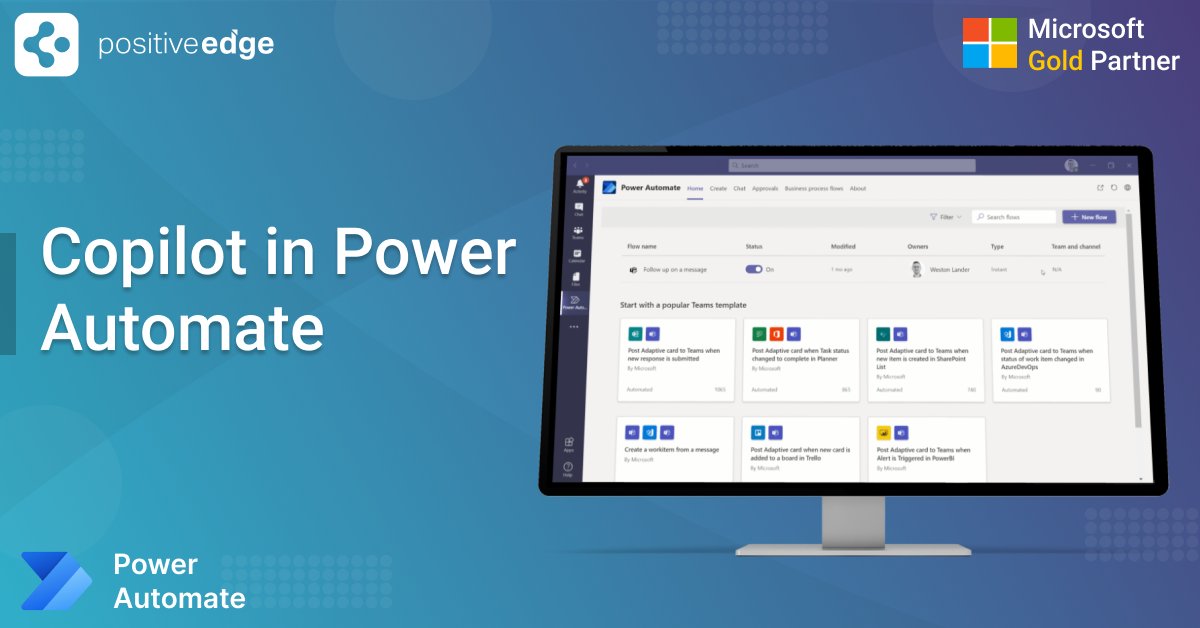 edge_positive's tweet image. Create, edit, and extend process automation faster using natural language with Copilot in Power Automate.

Click here: bit.ly/49bFPqq

#microsoftpowerautomate #powerautomate #microsoftpowerautomateimplementationpartner #copilotinpowerautomate #positiveedge
