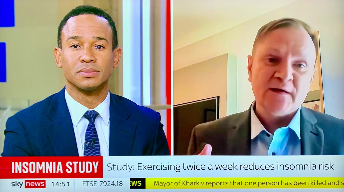 ukactive CEO Huw Edwards joined Sky News to discuss a new study which shows that exercising twice a week or more significantly reduces risk of insomnia. Read more here: independent.co.uk/news/health/pe…