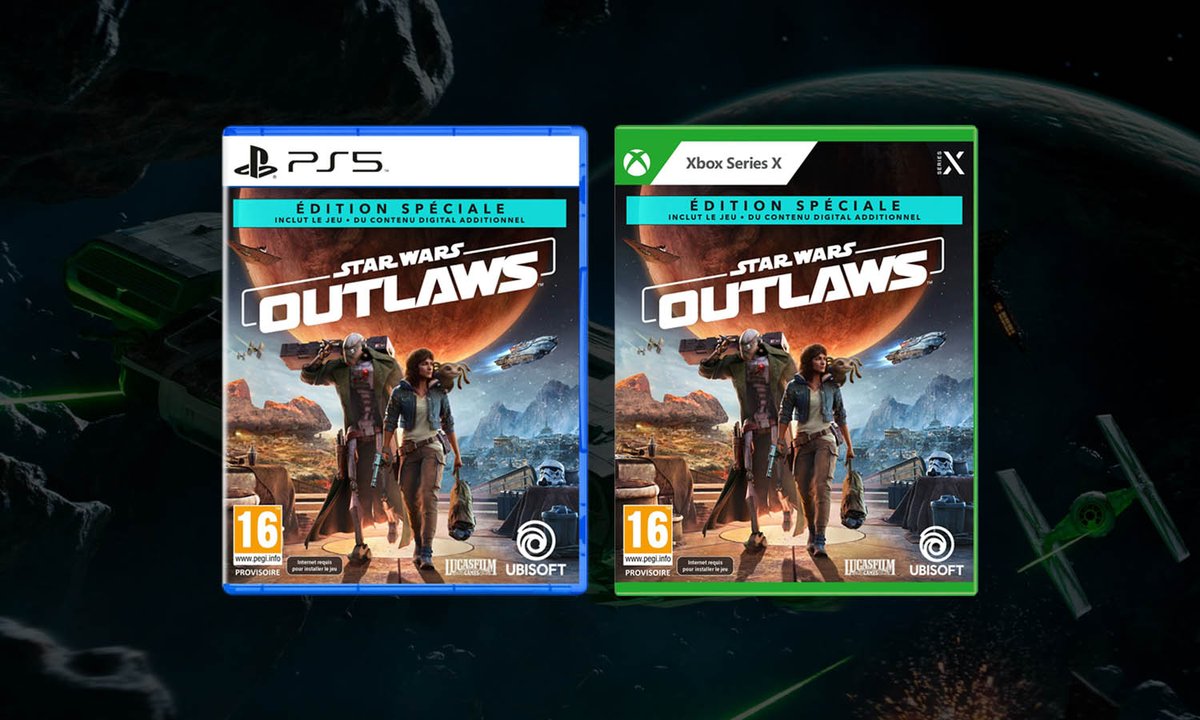 ChocoBonPlan's tweet photo. 🌌 Star Wars Outlaws Edition Spéciale est en préco sur Micromania avec 10€ offerts en bon d'achat

PS5 👉 https://t.co/IVzUetN5Qc
Xbox Series X 👉 https://t.co/0v5yJk6nis

📆Récap des offres
PS5 👉 https://t.co/g60sNcvGVo
Xbox Series X 👉 https://t.co/Nwv3sCNxvN https://t.co/ztW25jPX7w
