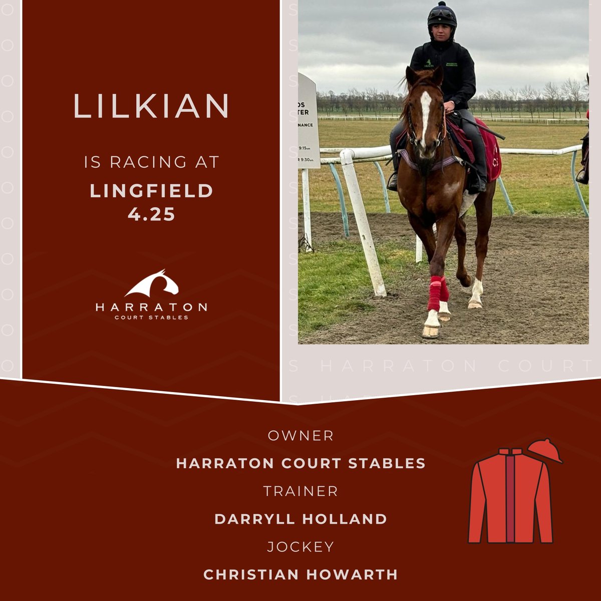 🏇Suanni is racing at Wolverhampton 2.05, jockey @_JasonWatson 🏇Lilkian is racing at Lingfield 4.25, jockey Christian Howarth 💫Good luck to trainer #DarryllHolland and all connections!🍀 #HarratonCourtStables