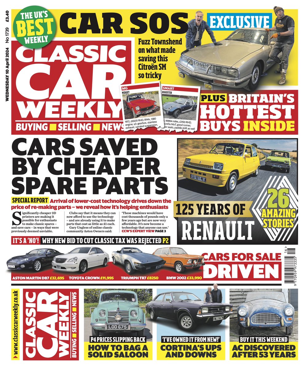 Renault, Essen, 3D Printing and a water pump based debacle. All in the latest issue of Classic Car Weekly! Be sure to get your latest copy now!