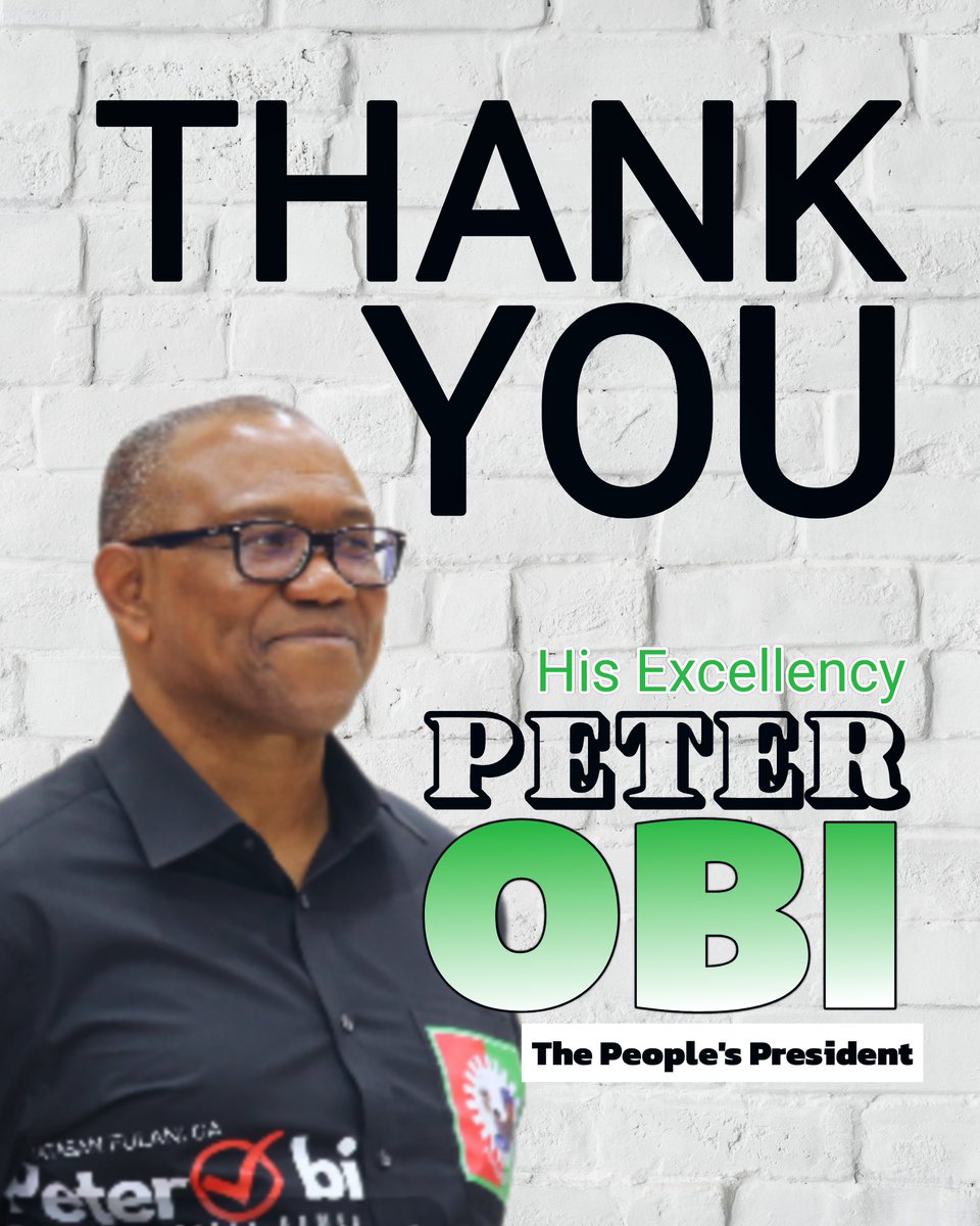 Thank you Mr Peter Obi, posterity be kind to you.

The task is simple, if you don't want to drink water from the substandard borehole, why not drink from the Agbado deep sea tears.
#Arewa  #5mUSD 
#ThankYouMrPeterObi