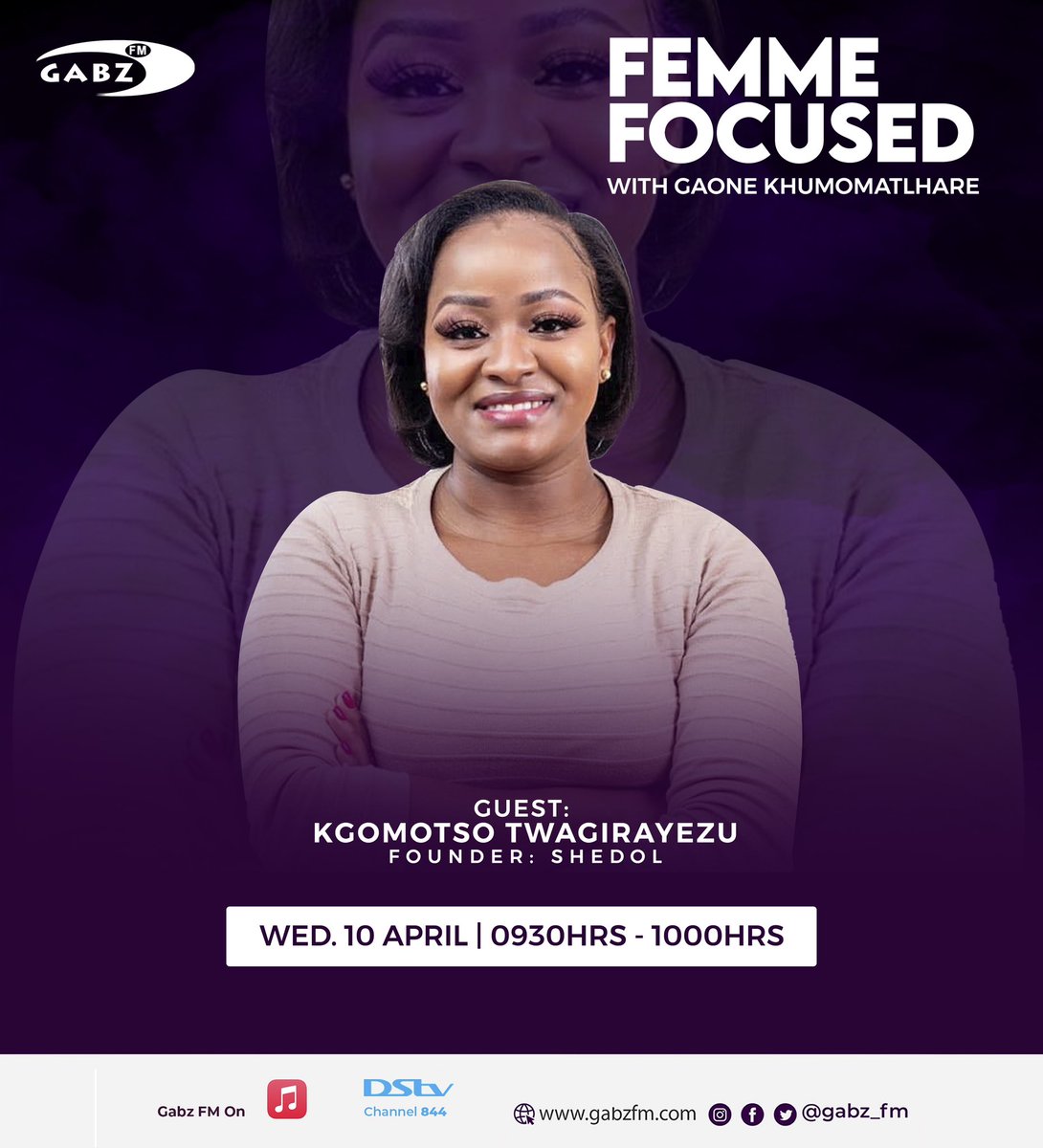 Join us for today's edition of Femme Focused, where we'll be chatting with Kgomotso Twagirayezu, founder of Shedo alonside your host Gaone Kgaswanyane Khumomatlhare. We'll discuss her journey and the inspiration behind her business. 💪 Tune in at 9:30am, only on Gabz FM. 📻 #bw