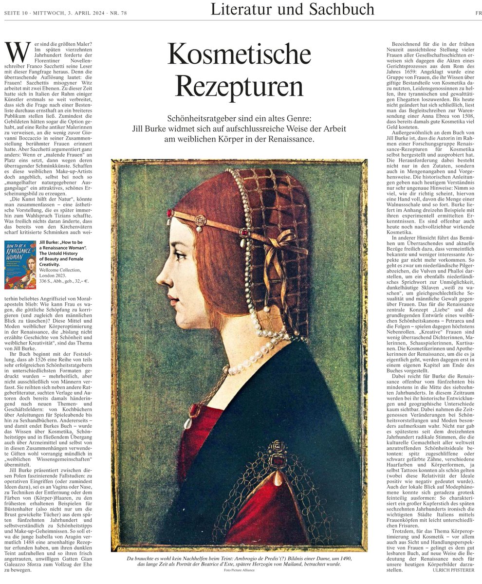 Commendatory review of @profjill_burke's latest book by Ulrich Pfisterer, via @FAZ_Feuilleton