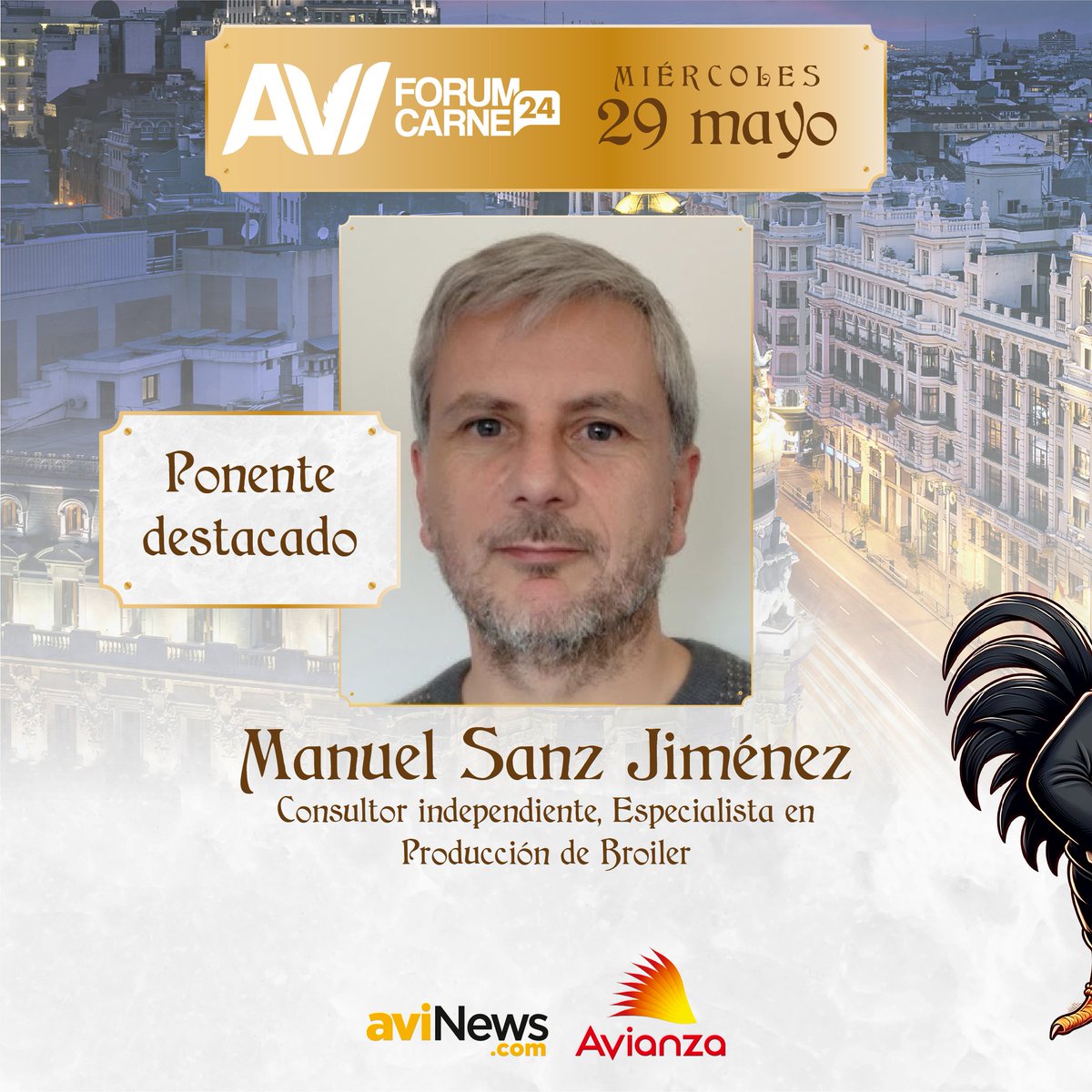 aviNewsESP's tweet photo. ¿Ya le has echado un vistazo al programa de #aviFORUM #Carne? 😲 🙌🏼
Estamos emocionados de confirmar la participación del renombrado Dr. Manuel Sanz como #ponente destacado en este evento clave para la #avicultura de carne. 🐓 https://t.co/3v33DSHKVw