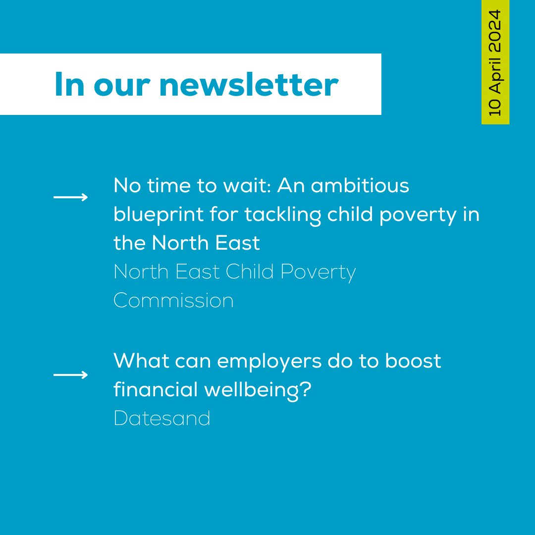 📢 In today's newsletter, @nechildpoverty shares a new blueprint for tackling poverty in the North East, using the vehicle of devolution, and @DatesandGroup explore what employers can do to boost their staff's financial wellbeing. 👉 Take a read: mailchi.mp/gmpovertyactio…