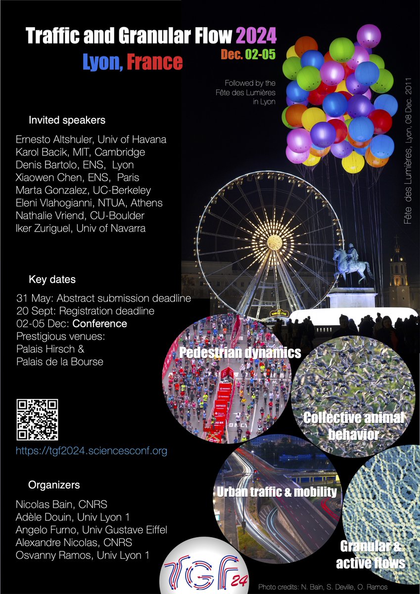 OsvannyRamos's tweet photo. The Abstract submission for the 2024 edition of the Traffic and Granular Flow conference is open.  We look forward to welcoming you in Lyon! https://t.co/TqwJNl3xYC
#TGF2024 Lyon, France, 02-05 Dec. 2024. https://t.co/WjDgUYnqY0