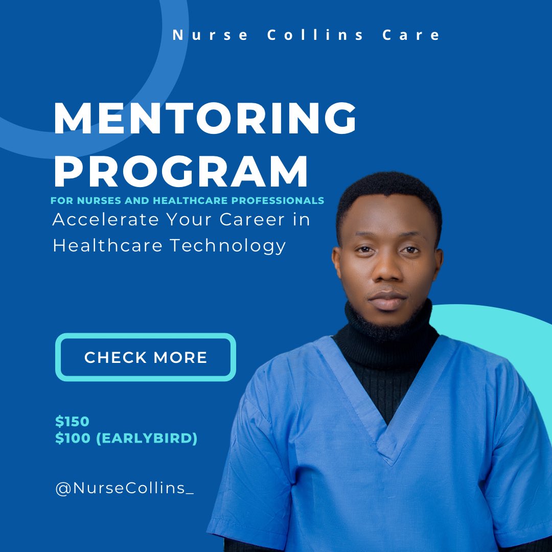 Join My Exclusive Mentorship Program Are you a nurse or healthcare professional eager to ride the wave of innovation in the rapidly evolving tech-driven healthcare industry? Look no further! Our cutting-edge mentorship program is tailor-made for you. selar.co/122881