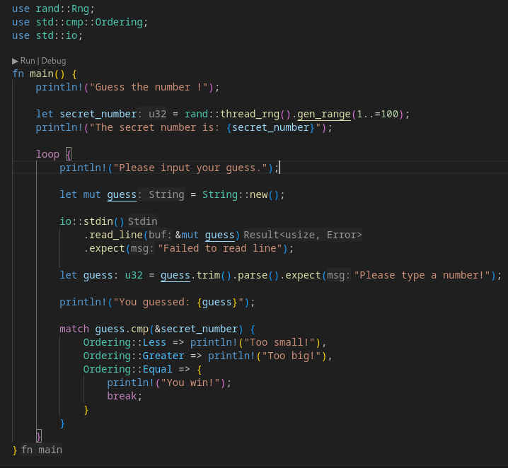 Continuing with Rust, made some progress :
- Programmed a Guessing Game (Understood basics of standard library, input and enum) 
- Variables and Mutability 
- Constants (We have to annotate them here) 
- Shadowing (Declaring new var with same name)
#Rust #LearnInPublic