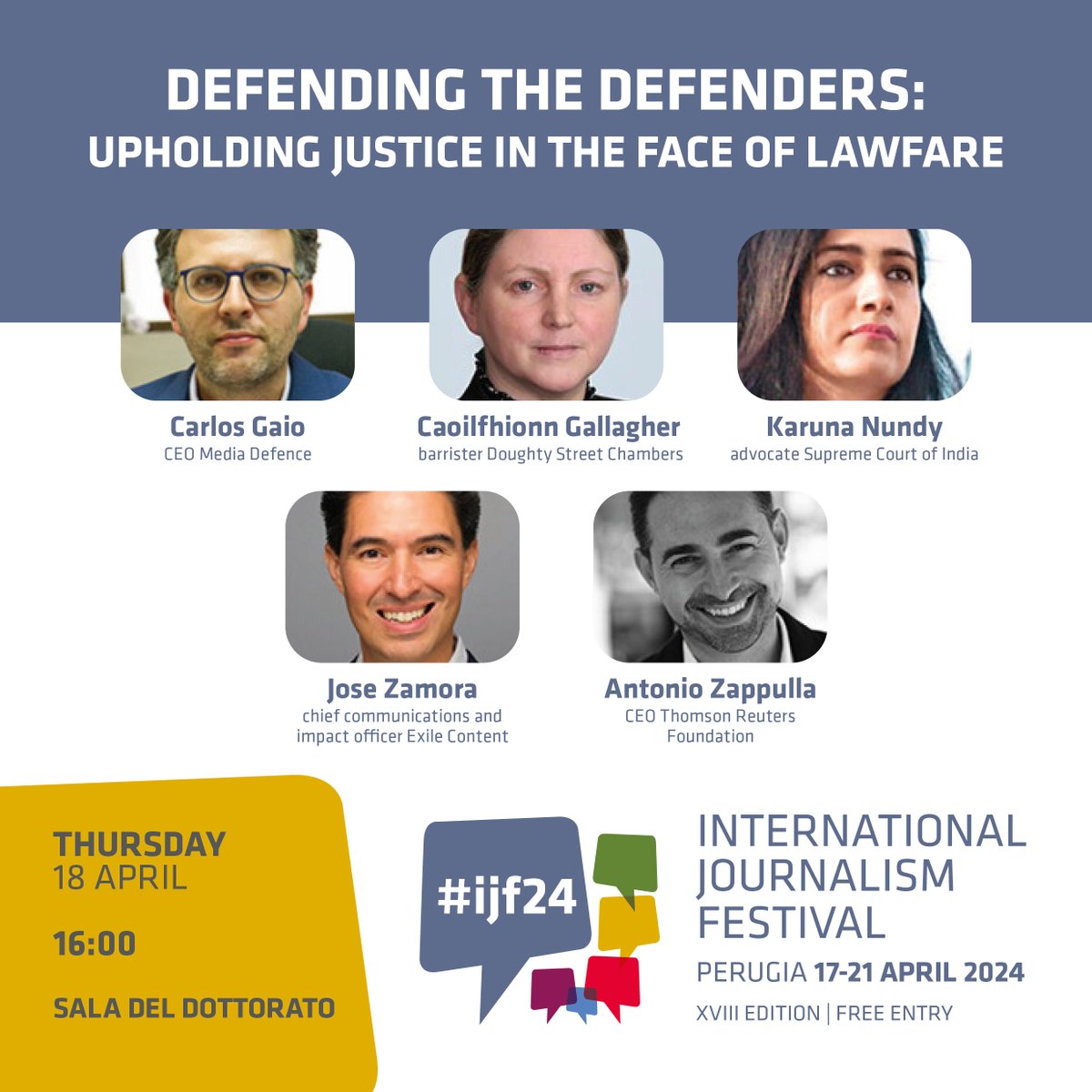 Legal professionals are facing an onslaught of attacks for representing journalists and defending our democratic values. Join me at #IJF24 where I'll be joined by an impressive line-up on ways to uphold justice for lawyers fighting for press freedom: bit.ly/4ad1s9Y