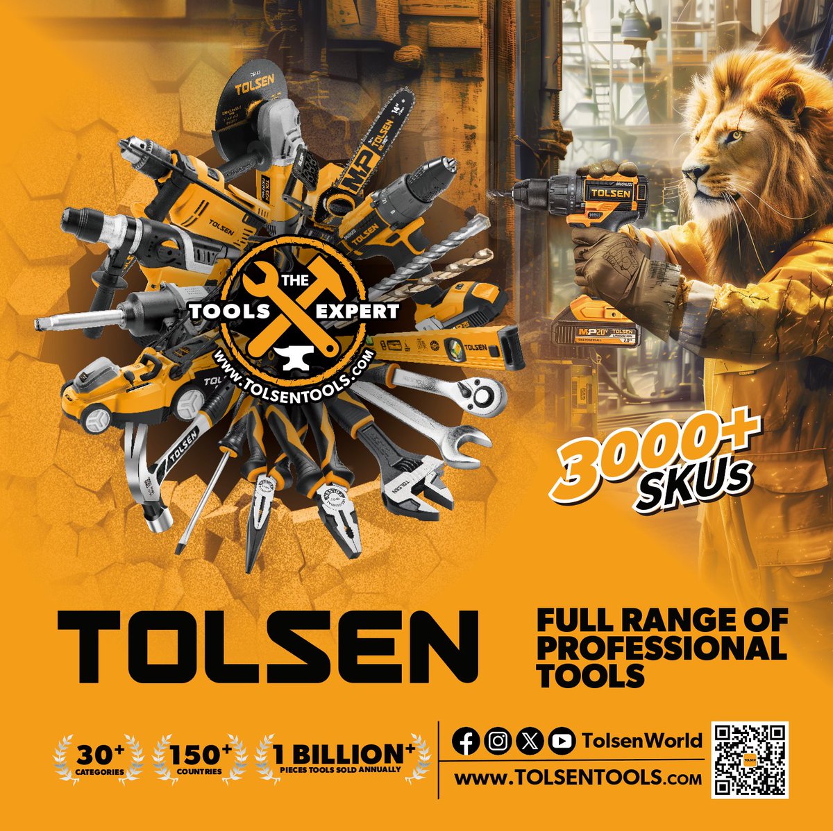 TOLSEN Tools focuses on providing one-stop quality tools solution. You can search 'Tolsen World' on social media to follow our latest update. you can also view our new arrival through our website: tolsentools.com