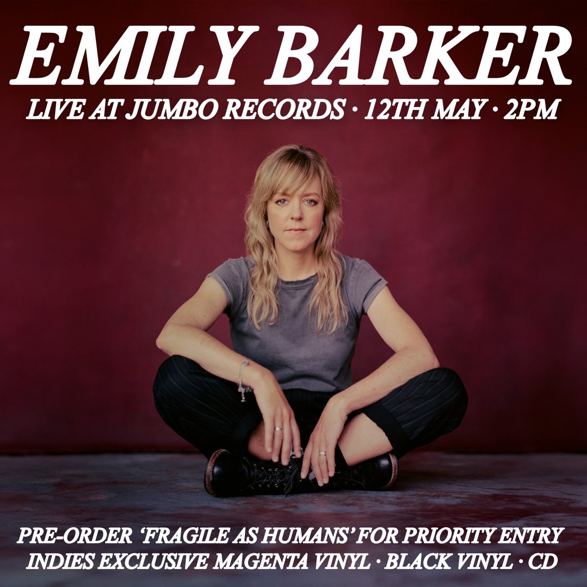 We're delighted to welcome Emily Barker back to Jumbo for a special in-store gig on 12th May at 2pm, to celebrate the release of her latest album 'Fragile As Humans'. For priority entry to the gig, pre-order the new album here: jumborecords.co.uk/news-single.as…