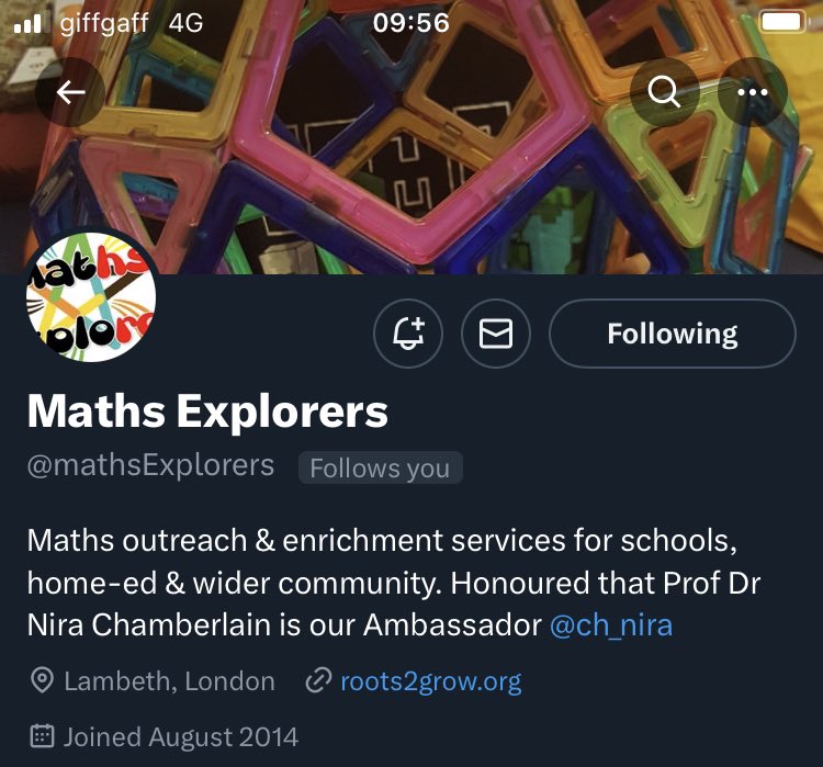 Honoured to be ambassador of @mathsExplorers . A charity that encourages exploring mathematics as an experimental science with school children