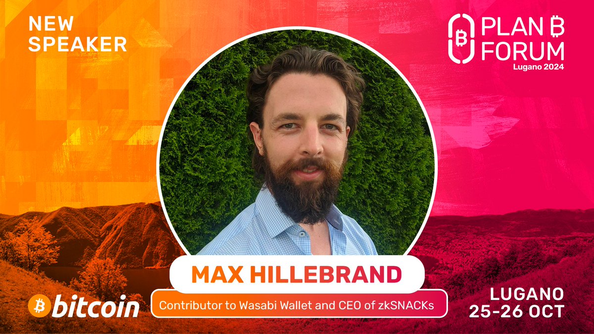 📣🚨 NEW SPEAKER ANNOUNCEMENT 💥 Contributor to Wasabi Wallet and CEO of zkSNACKs, @hillebrandmax will be a speaker at Plan ₿ Forum 2024! Don’t miss the event of the year in Lugano, October 25-26! 🇨🇭 Get your ticket now! 👉 planb.lugano.ch/planb-forum/ #LuganoPlanB #bitcoin