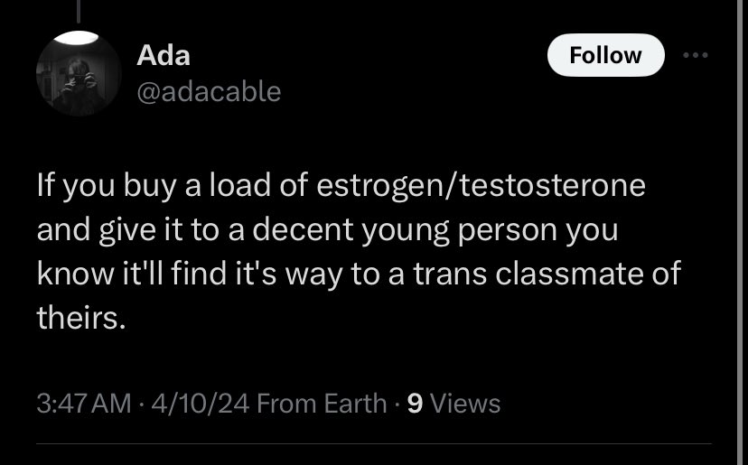 We need to normalize throwing in PRISON any adult who ‘buys a load of estrogen/testosterone and gives it to a child’ as @adacable, director of @queercare, suggests: