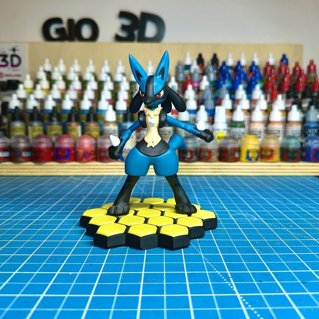 Repost from @gio3d_maker ♥️ #3dprinted Lucario by @gio3d_maker using eSUN PLA+HS . . #lucario #stampa3d #3dprint #painting #acrilicpainting