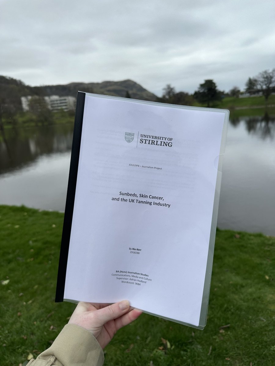RioKerr_'s tweet photo. I am delighted to announce I have completed my final journalism project on “Sunbeds, Skin Cancer and the UK Tanning Industry”.

My time at the University of Stirling has come to an end however, I'm ready to take the next step and embark on a new chapter in my career! https://t.co/jKTKb9VyQO