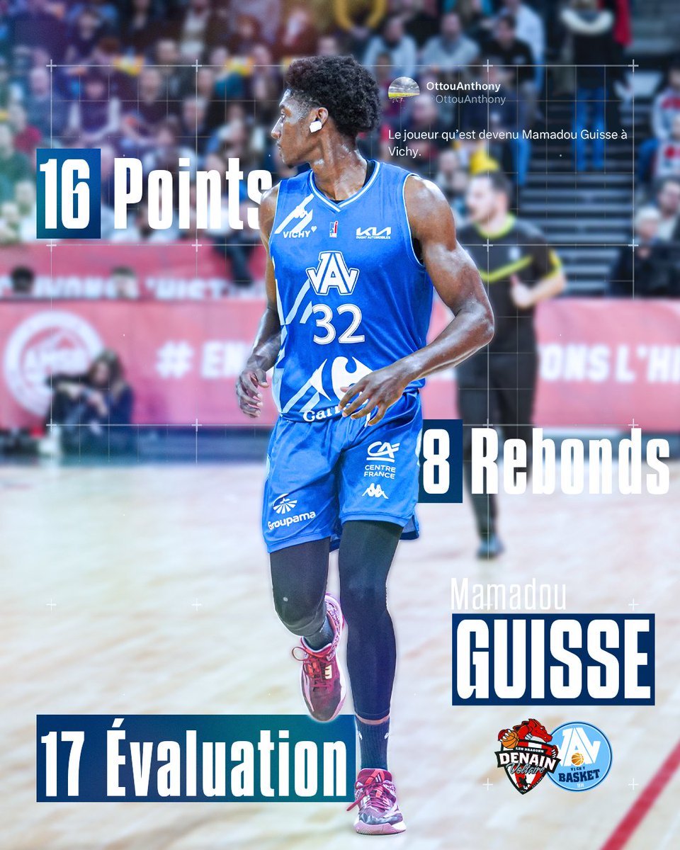 𝐌𝐚𝐦’ 𝐜𝐨𝐧𝐟𝐢𝐫𝐦𝐞 📈

Impactant des 2 côtés du terrain hier soir, Mamadou continue de répondre présent lors de chaque match 💪

#JAV #retourauxsources #ProB