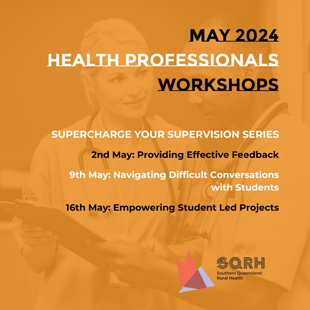 Supercharge your Supervision Skills series concludes in May! These workshops are designed for clinicians new to supervision, or who want to improve their supervisory skills. Learn more: sqrh.com.au/health-profess… #SupervisionSkills #HealthProfessionals