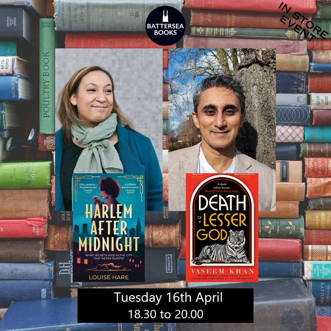 Less than one week until @LouRHare is at @BatterseaBooks 🔥 Louise will be talking about her newest book, #HarlemAfterMidnight in what is set to be a thrilling evening in conversation with @VaseemKhanUK. Get your ticket: ow.ly/otjo50R9qeA