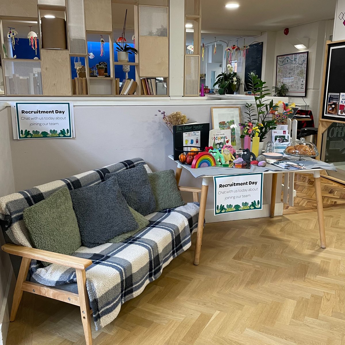 ✨ All set up this morning for our Recruitment day at our Southville centre! We have another session this afternoon from 2.30 - 5pm, so if you are interested in a career in childcare, come along for a cuppa and a chat, and find out more. You will be very welcome.