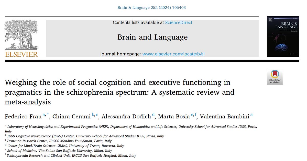 I was asked many times if pragmatic disorder could be explained in terms of ToM or EF. The answer is simply no. See our new meta-analysis on pragmatics in schizophrenia: stronger relationship with ToM than EF, although no overlap but rather a hierarchy ➡️ authors.elsevier.com/c/1iuhB,28iJis…