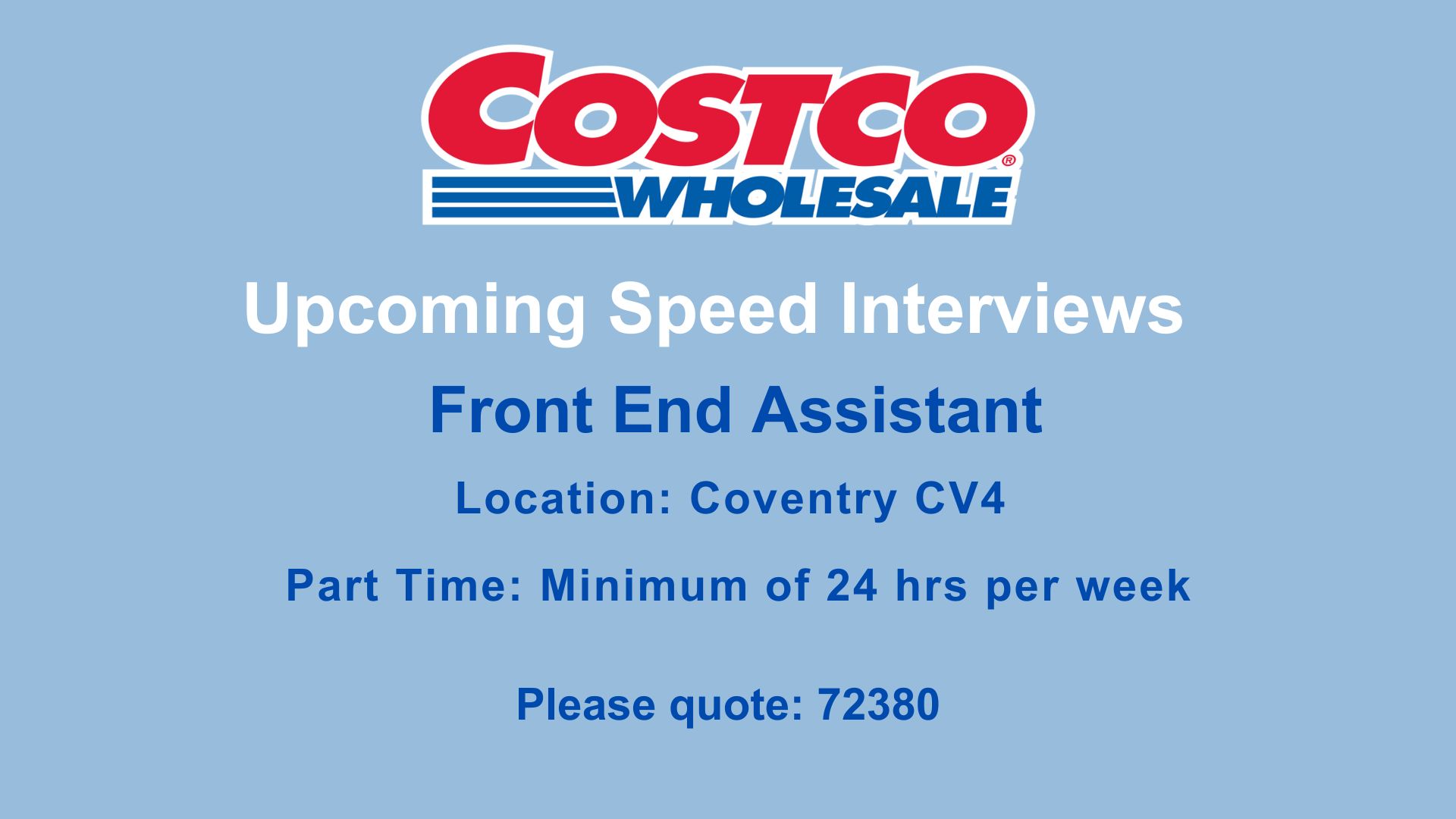 Coventry Job Shop on X: &ldquo;Costco in Coventry will be hosting speed 