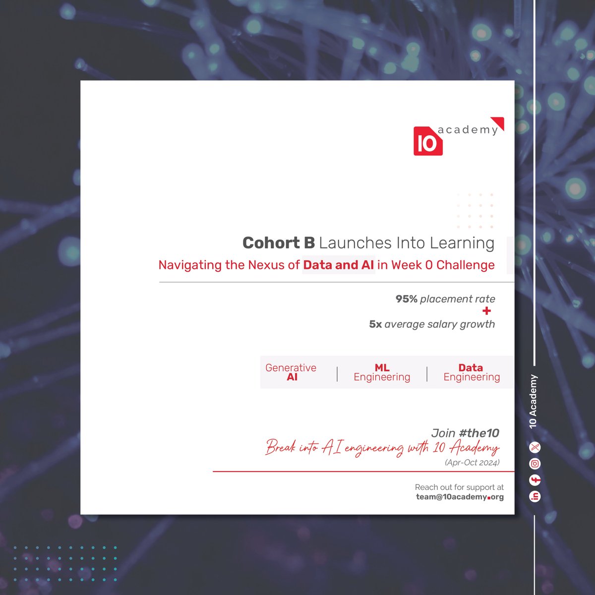 Welcome Cohort B!  We admitted 122 applicants to Week 0, including 40 exceptional women from across Africa.  

In Week 0, they'll explore Data Engineering, Generative AI, and Machine Learning, honing skills on real-world data. Here's to a productive week!