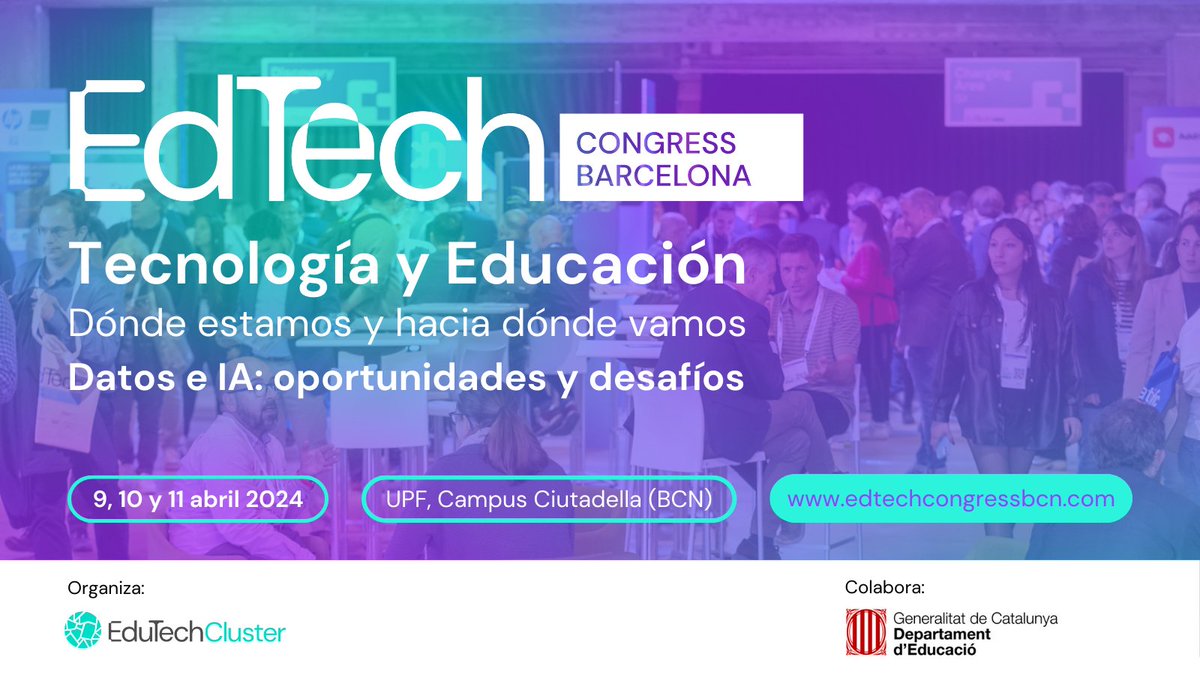 ⏰Avui a les 15:30! @UPFBarcelona, Campus Ciutadella

👉@albert_sangra modera el panell 'Les competències en l'era de la Intel·ligència Artificial. On som i cap a on hem d'anar?' #edtechcongressbcn24 @EdutechCluster

👥 Amb @marett i @francescesteve

#edtech #IA