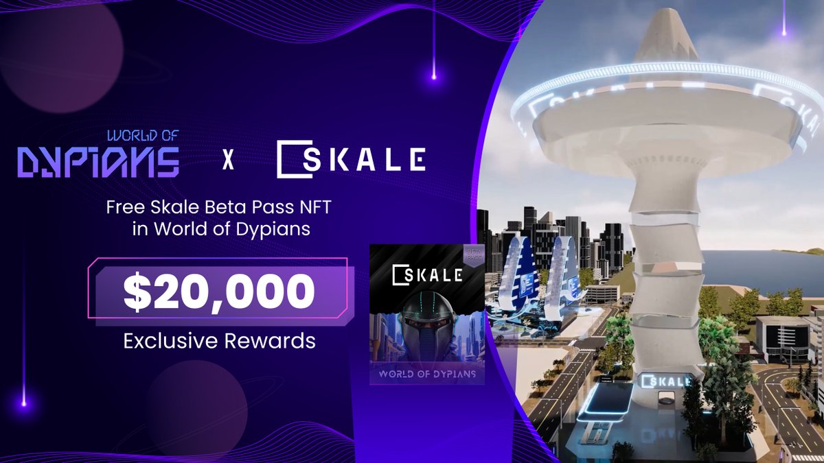 SKALE x World of Dypians Beta Pass NFT Airdrop 🪂

We're giving away 5,000 FREE SKALE Beta Pass NFTs to access the game and participate in the special Treasure Hunt event with the opportunity to win a piece of $20,000 SKL reward pool!

How to qualify:
✅ Follow @WorldofDypians
✅