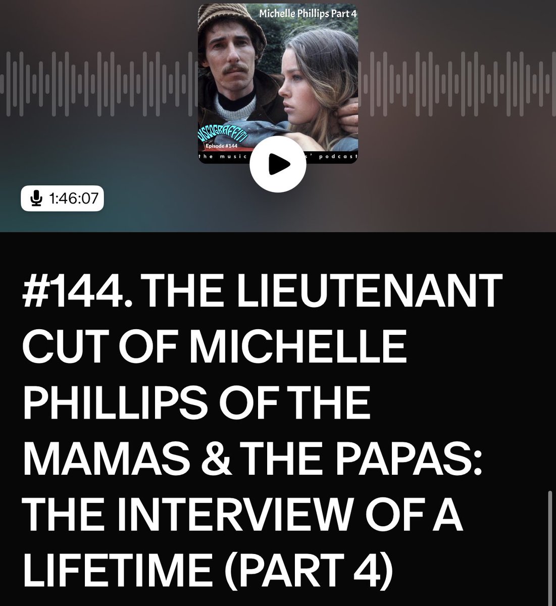 Lieutenants, it’s your turn to deep-dive into Michelle Pt 4! For everyone else, stop depriving yourselves and join Discograffiti’s Patreon today! Patreon.com/Discograffiti #michellephillips #themamasandthepapas #johnphillips #mamacass patreon.com/posts/10205772…
